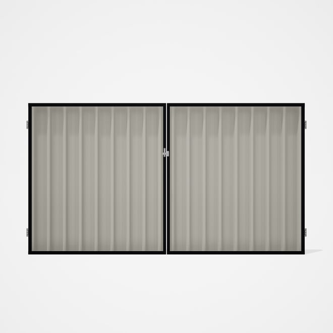 Good Neighbour® Superdek® Double Gate Standard .32 BMT 1.8m High Sheet: Off White, Frame: Gun Metal 