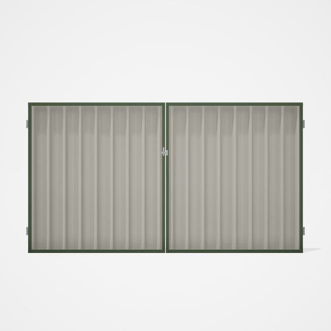 Good Neighbour® Superdek® Double Gate Standard .32 BMT 1.8m High Sheet: Off White, Frame: Mist Green