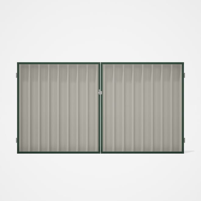 Good Neighbour® Superdek® Double Gate Standard .32 BMT 1.8m High Sheet: Off White, Frame: Rivergum
