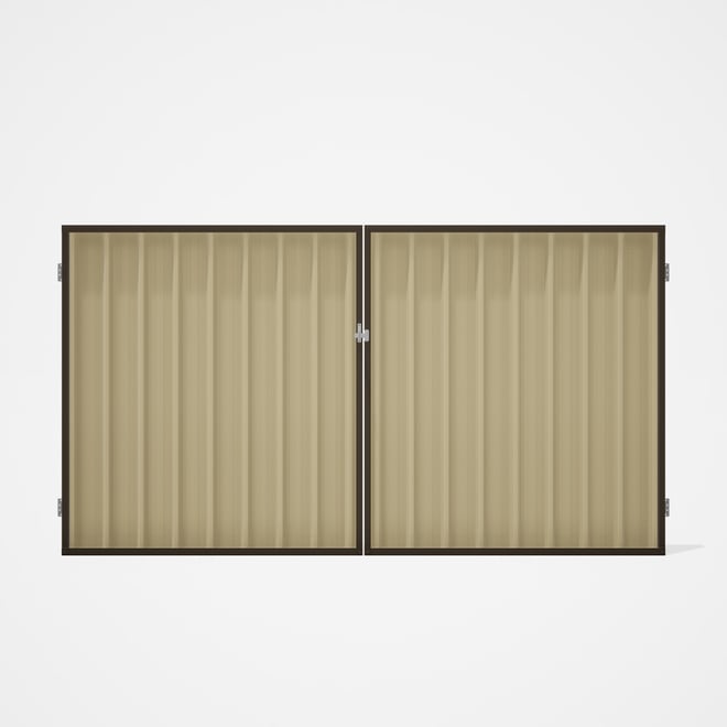 Good Neighbour® Superdek® Double Gate Standard .32 BMT 1.8m High Sheet: Primrose, Frame: Banyan Brow