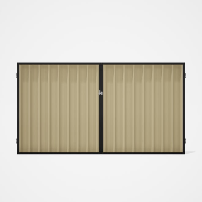 Good Neighbour® Superdek® Double Gate Standard .32 BMT 1.8m High Sheet: Primrose, Frame: Ebony
