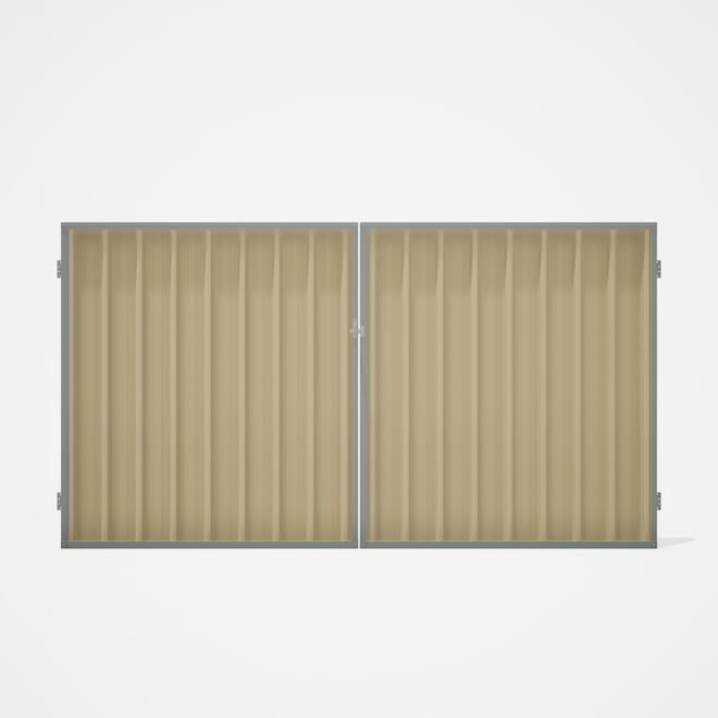 Good Neighbour® Superdek® Double Gate Standard .32 BMT 1.8m High Sheet: Primrose, Frame: Gull Grey