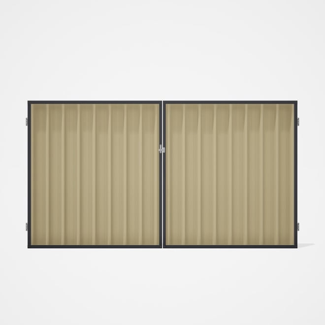 Good Neighbour® Superdek® Double Gate Standard .32 BMT 1.8m High Sheet: Primrose, Frame: Granite