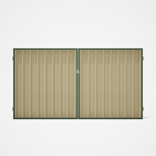Good Neighbour® Superdek® Double Gate Standard .32 BMT 1.8m High Sheet: Primrose, Frame: Mist Green