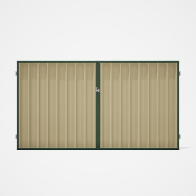 Good Neighbour® Superdek® Double Gate Standard .32 BMT 1.8m High Sheet: Primrose, Frame: Rivergum