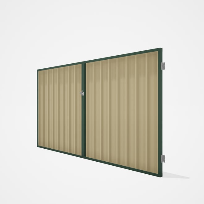Good Neighbour® Superdek® Double Gate Standard .32 BMT 1.8m High Sheet: Primrose, Frame: Rivergum