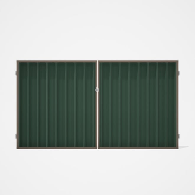 Good Neighbour® Superdek® Double Gate Standard .32 BMT 1.8m High Sheet: Rivergum, Frame: Beige