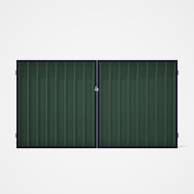 Good Neighbour® Superdek® Double Gate Standard .32 BMT 1.8m High Sheet: Rivergum, Frame: Dark Stone