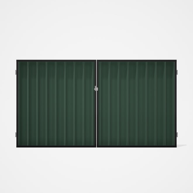 Good Neighbour® Superdek® Double Gate Standard .32 BMT 1.8m High Sheet: Rivergum, Frame: Ebony