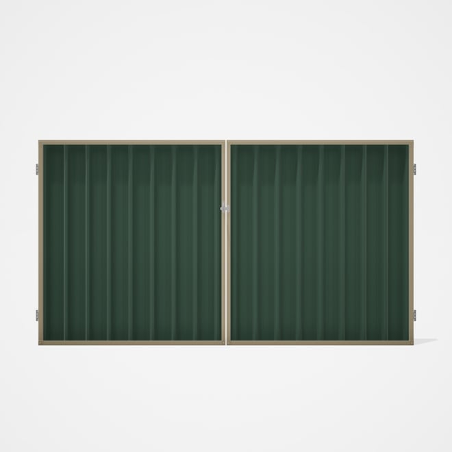 Good Neighbour® Superdek® Double Gate Standard .32 BMT 1.8m High Sheet: Rivergum, Frame: Merino