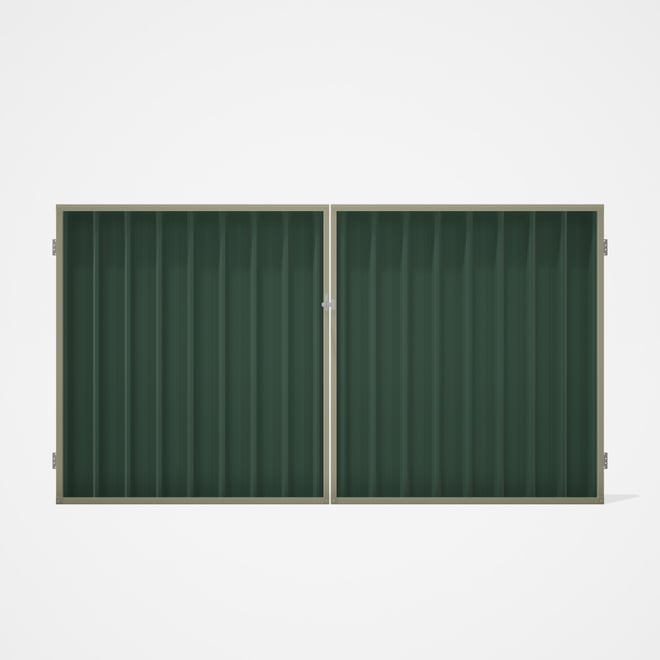 Good Neighbour® Superdek® Double Gate Standard .32 BMT 1.8m High Sheet: Rivergum, Frame: Moss Vale S