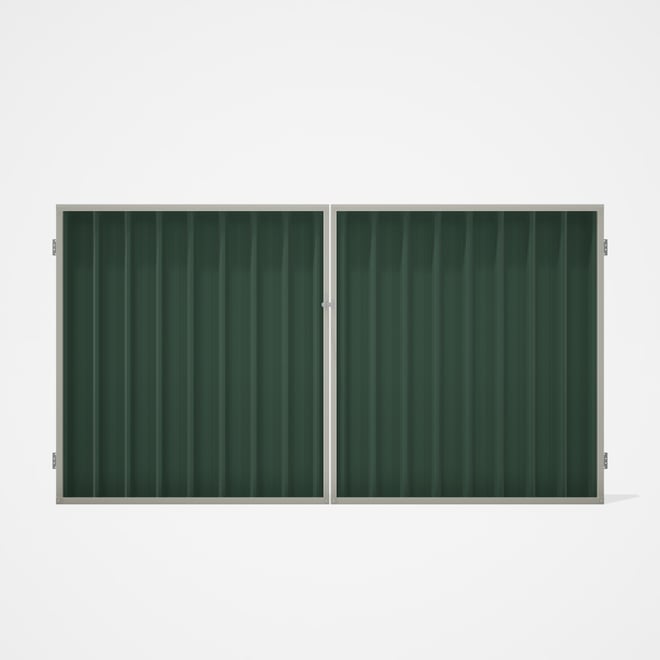 Good Neighbour® Superdek® Double Gate Standard .32 BMT 1.8m High Sheet: Rivergum, Frame: Off White