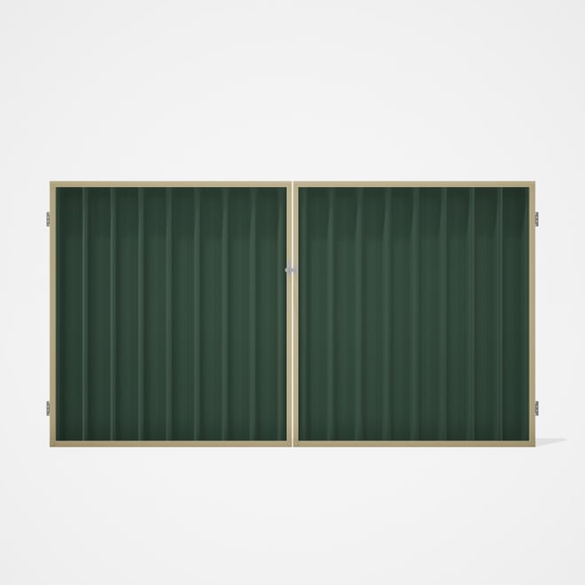 Good Neighbour® Superdek® Double Gate Standard .32 BMT 1.8m High Sheet: Rivergum, Frame: Primrose