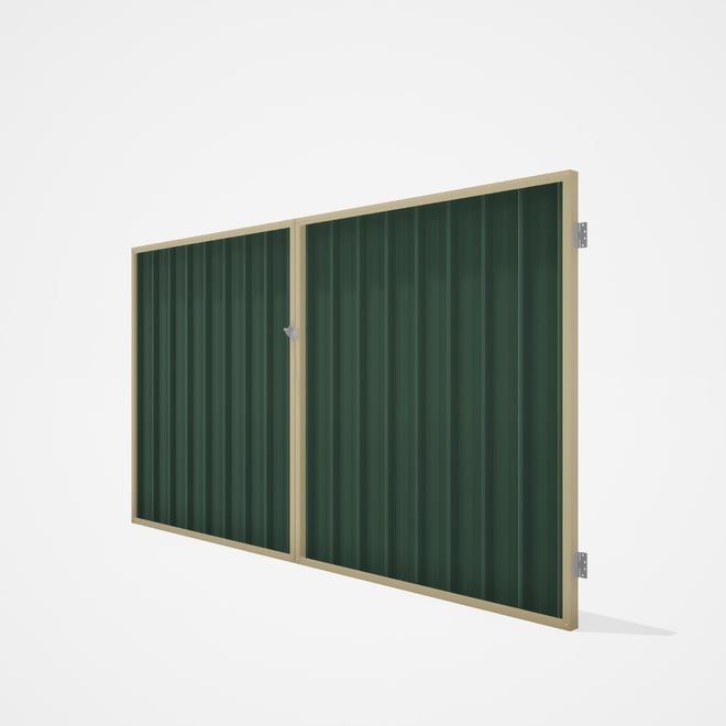 Good Neighbour® Superdek® Double Gate Standard .32 BMT 1.8m High Sheet: Rivergum, Frame: Primrose