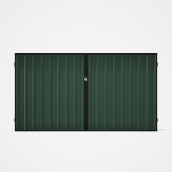 Good Neighbour® Superdek® Double Gate Standard .32 BMT 1.8m High Sheet: Rivergum, Frame: Slate Grey