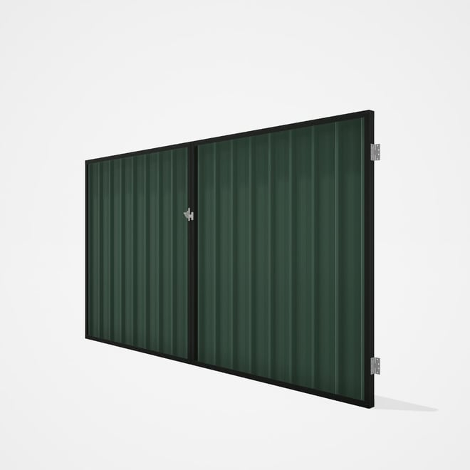 Good Neighbour® Superdek® Double Gate Standard .32 BMT 1.8m High Sheet: Rivergum, Frame: Slate Grey