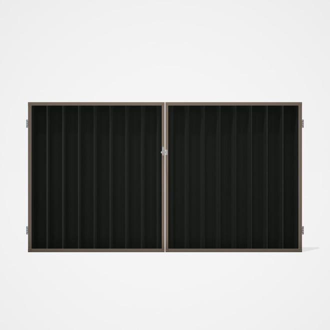 Good Neighbour® Superdek® Double Gate Standard .32 BMT 1.8m High Sheet: Slate Grey, Frame: Beige