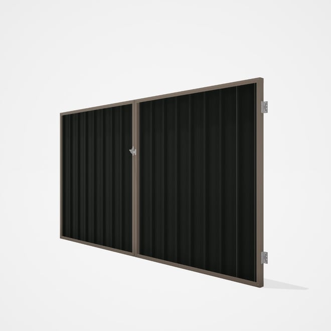 Good Neighbour® Superdek® Double Gate Standard .32 BMT 1.8m High Sheet: Slate Grey, Frame: Beige