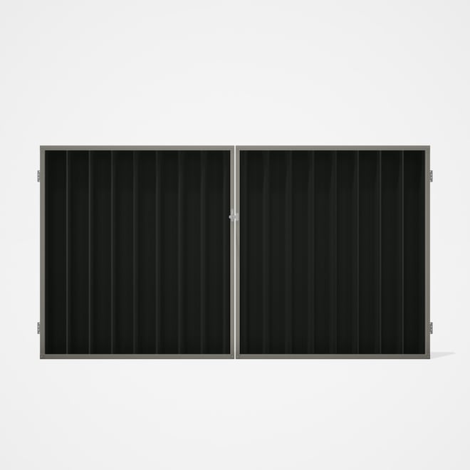 Good Neighbour® Superdek® Double Gate Standard .32 BMT 1.8m High Sheet: Slate Grey, Frame: Birch