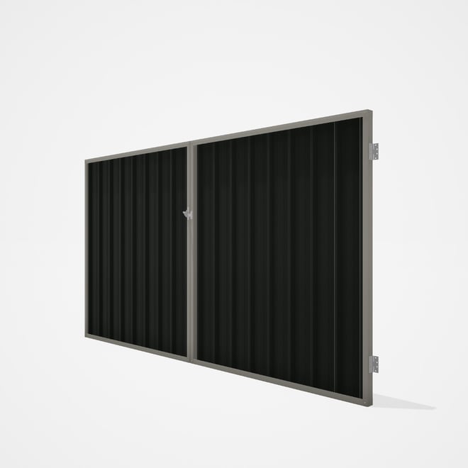 Good Neighbour® Superdek® Double Gate Standard .32 BMT 1.8m High Sheet: Slate Grey, Frame: Birch