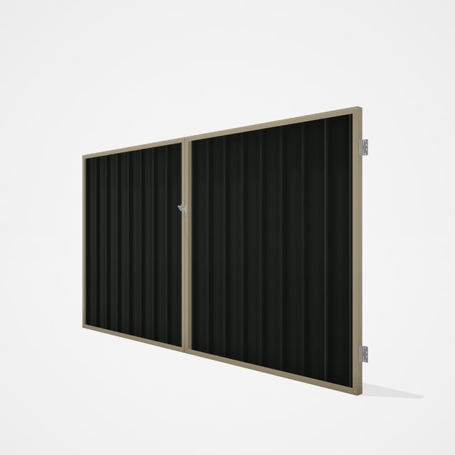Good Neighbour® Superdek® Double Gate Standard .32 BMT 1.8m High Sheet: Slate Grey, Frame: Merino
