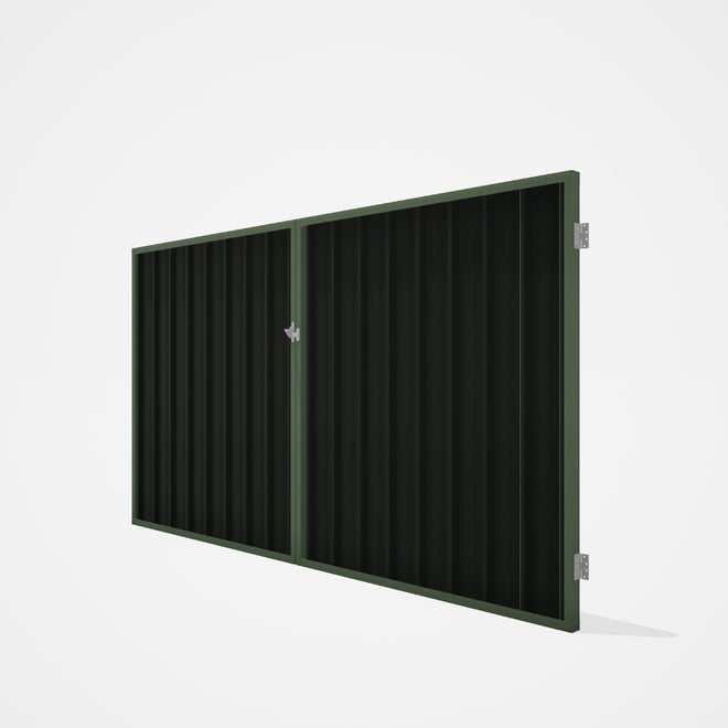 Good Neighbour® Superdek® Double Gate Standard .32 BMT 1.8m High Sheet: Slate Grey, Frame: Mist Gree