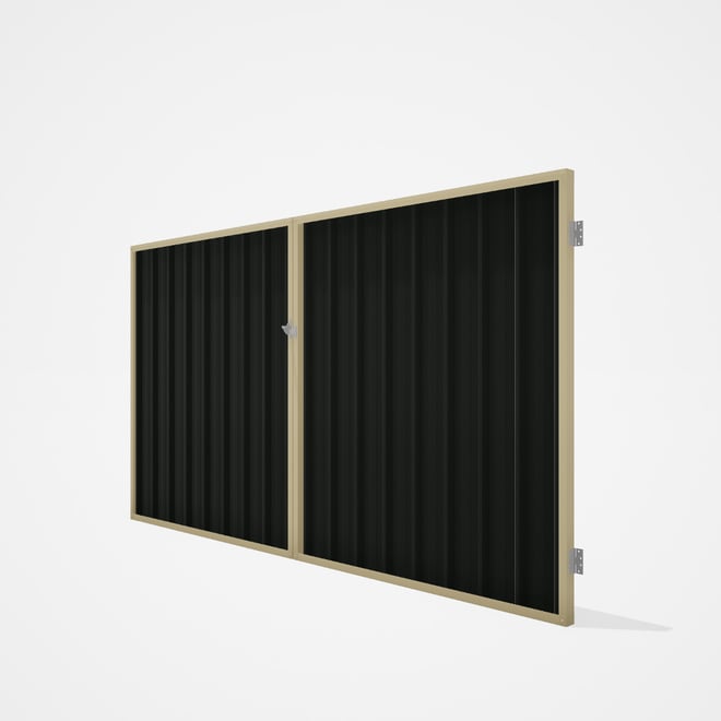 Good Neighbour® Superdek® Double Gate Standard .32 BMT 1.8m High Sheet: Slate Grey, Frame: Primrose