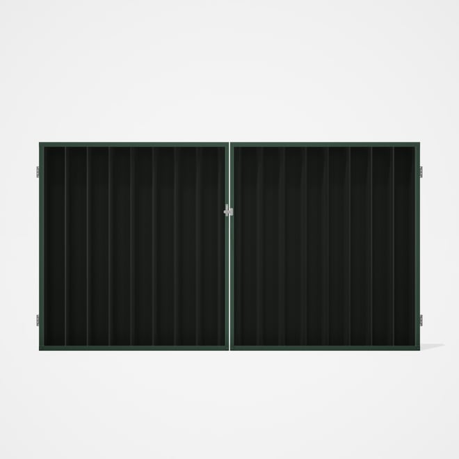 Good Neighbour® Superdek® Double Gate Standard .32 BMT 1.8m High Sheet: Slate Grey, Frame: Rivergum