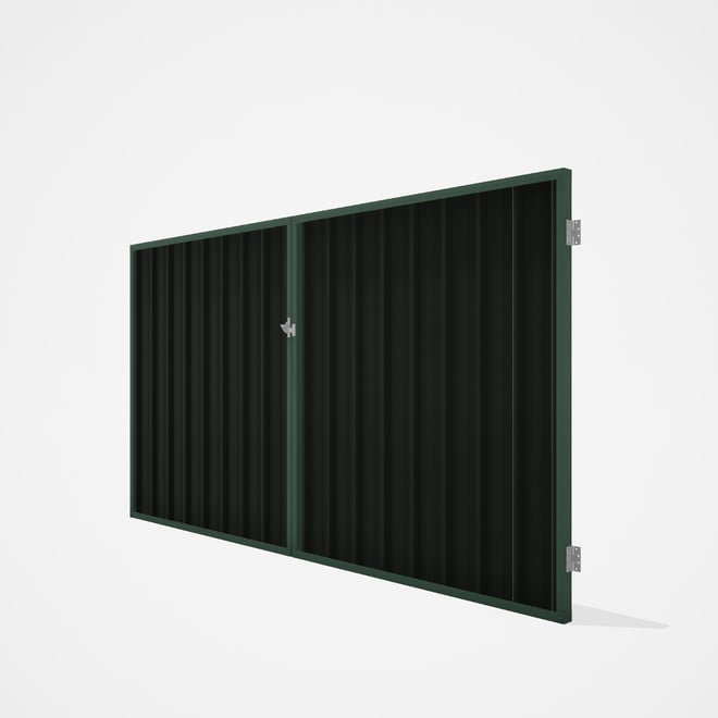 Good Neighbour® Superdek® Double Gate Standard .32 BMT 1.8m High Sheet: Slate Grey, Frame: Rivergum