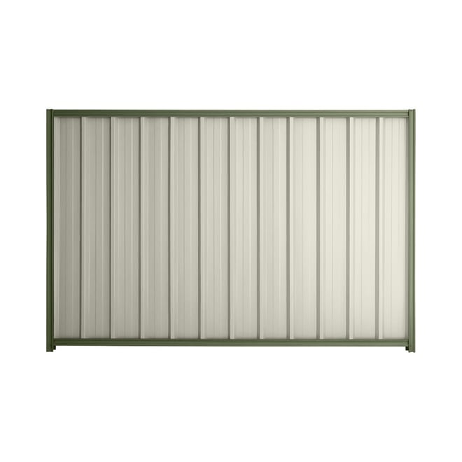 Good Neighbour® Superdek® 1200mm High Fence Panel Sheet: Off White Post/Track: Mist Green