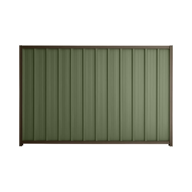 Good Neighbour® Superdek® 1500mm High Fence Panel Sheet: Mist Green Post/Track: Banyan Brown