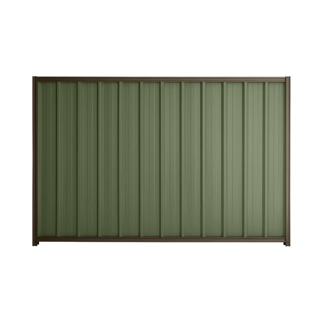Good Neighbour® Superdek® 1800mm High Fence Panel Sheet: Mist Green Post/Track: Banyan Brown