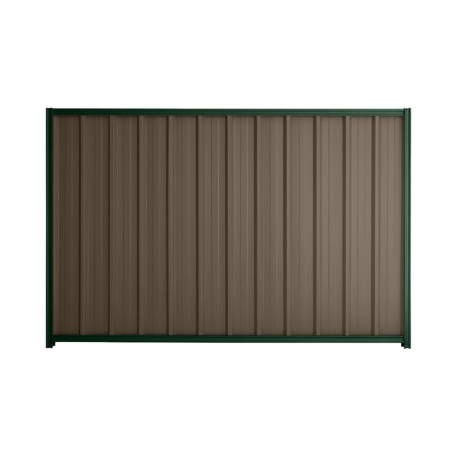 Good Neighbour® Superdek® 2100mm High Fence Panel Sheet: Banyan Brown Post/Track: Caulfield Green