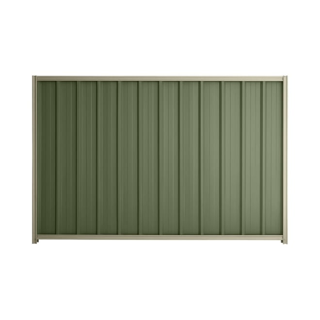 Good Neighbour® Superdek® 2100mm High Fence Panel Sheet: Mist Green Post/Track: Moss Vale Sand