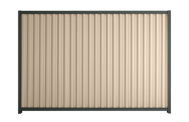Good Neighbour Smartspan 1500mm High Fence Panel Sheet: Merino, Post/Track: Slate Grey