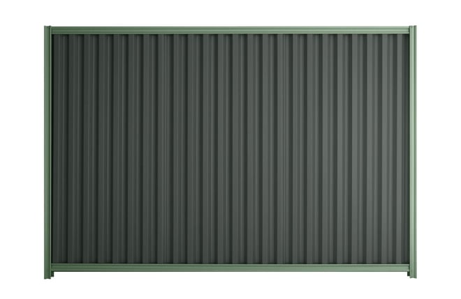 Good Neighbour Smartspan 1500mm High Fence Panel Sheet: Slate Grey, Post/Track: Mist Green