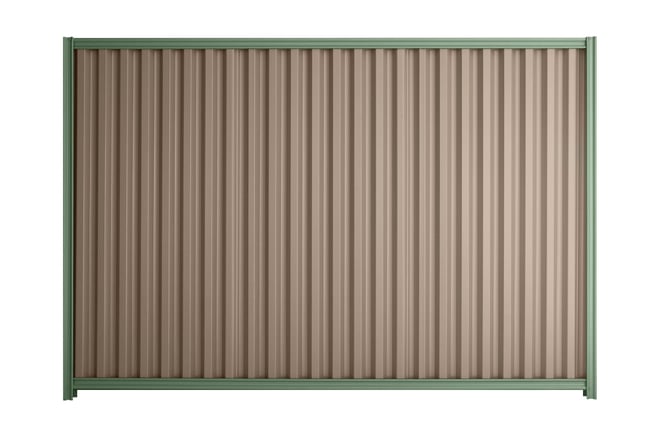 Good Neighbour Smartspan 2100mm High Fence Panel Sheet: Beige, Post/Track: Mist Green