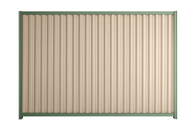 Good Neighbour Smartspan 2100mm High Fence Panel Sheet: Merino, Post/Track: Mist Green