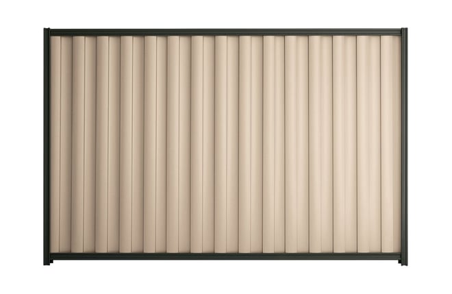 Good Neighbour Wavelok 1200mm High Fence Panel Sheet: Merino, Post/Track: Gun Metal Grey