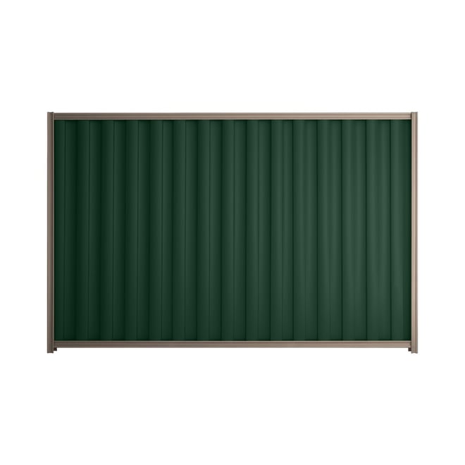 Good Neighbour® Wavelok® 1500mm High Fence Panel Sheet: Caulfield Green Post/Track: Iron Bark