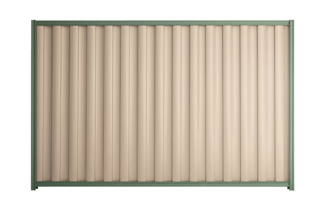 Good Neighbour Wavelok 1500mm High Fence Panel Sheet: Merino, Post/Track: Mist Green