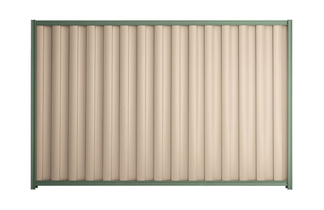 Good Neighbour Wavelok 1800mm High Fence Panel Sheet: Merino, Post/Track: Mist Green