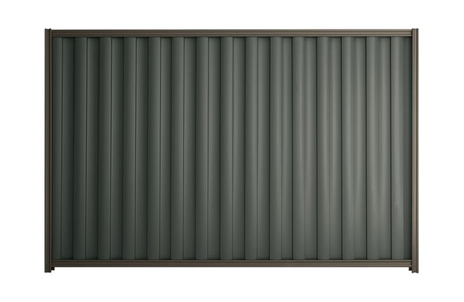Good Neighbour Wavelok 1800mm High Fence Panel Sheet: Slate Grey, Post/Track: Ironbark