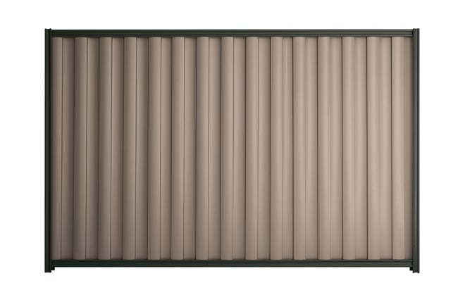 Good Neighbour Wavelok 2100mm High Fence Panel Sheet: Beige, Post/Track: Gun Metal Grey