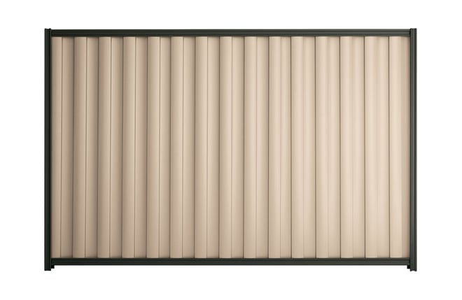 Good Neighbour Wavelok 2100mm High Fence Panel Sheet: Merino, Post/Track: Gun Metal Grey