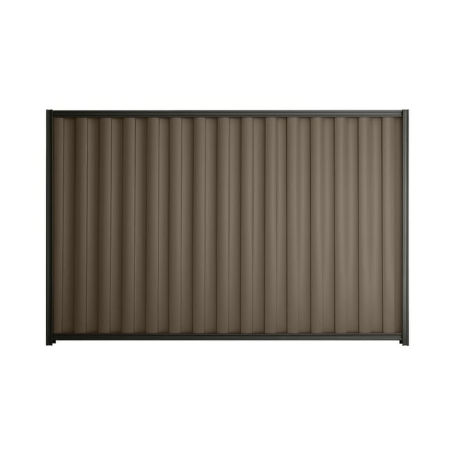 Good Neighbour® Wavelok® 1200mm High Fence Panel Sheet: Banyan Brown Post/Track: Slate Grey