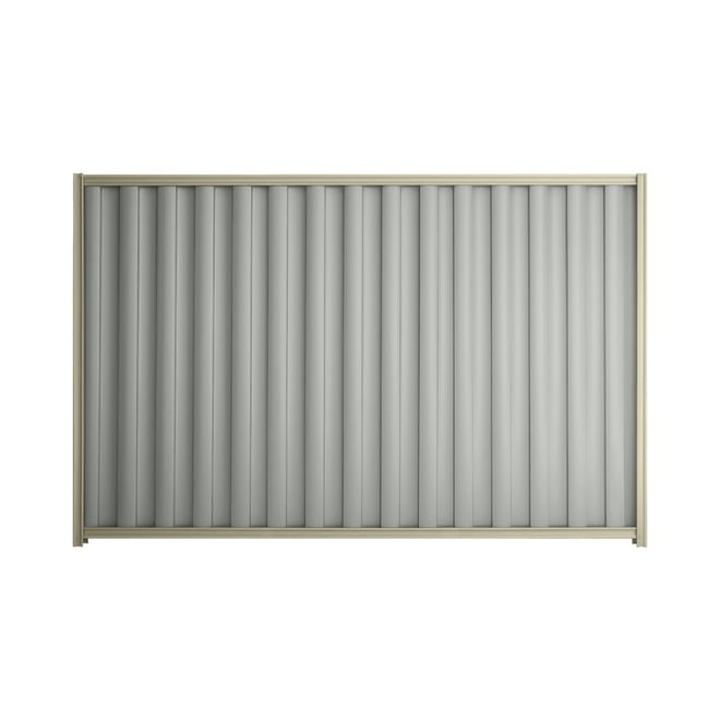 Good Neighbour® Wavelok® 1200mm High Fence Panel Sheet: Gull Grey Post/Track: Moss Vale Sand