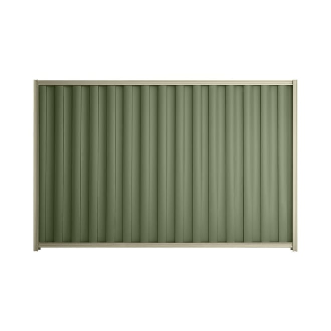 Good Neighbour® Wavelok® 1200mm High Fence Panel Sheet: Mist Green Post/Track: Moss Vale Sand