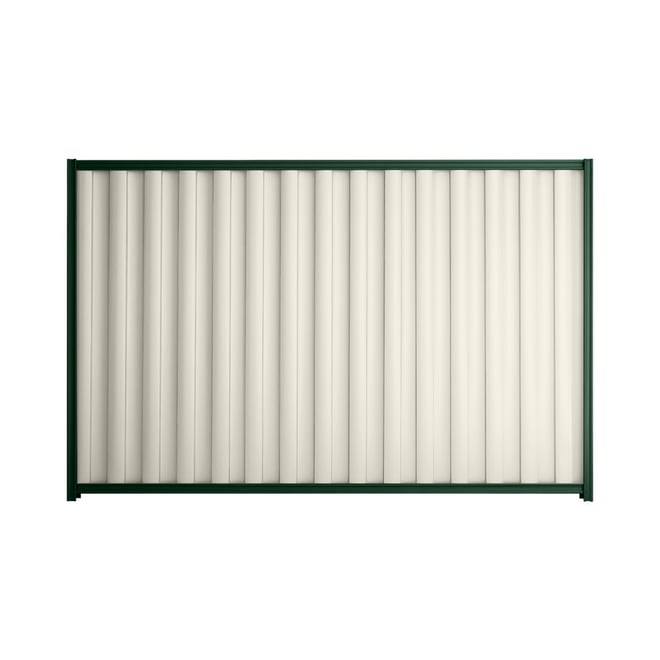 Good Neighbour® Wavelok® 1200mm High Fence Panel Sheet: Off White Post/Track: Caulfield Green