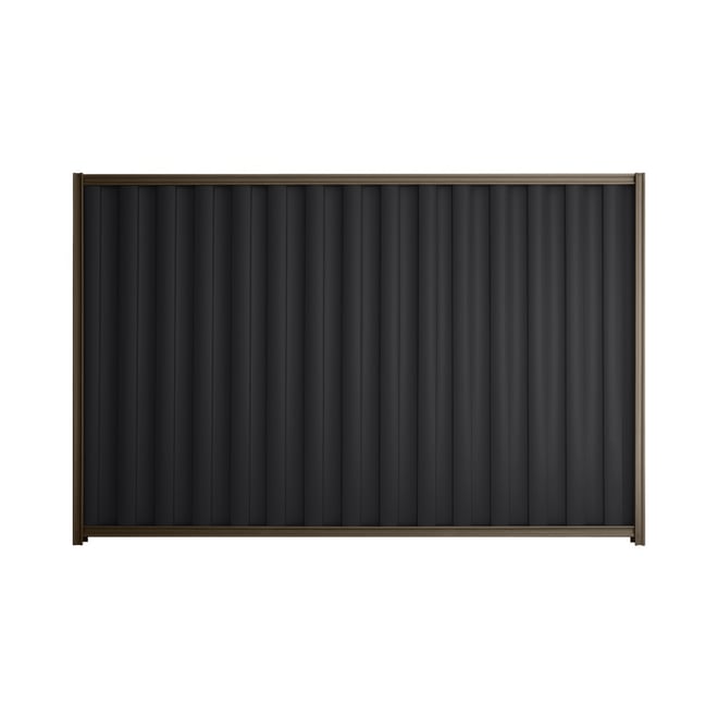 Good Neighbour® Wavelok® 1500mm High Fence Panel Sheet: Gun Metal Grey Post/Track: Banyan Brown
